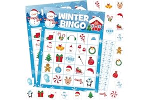 Blosssound 24 Players Christmas Bingo Games Christmas Snowman Bingo Cards Winter Holiday Party Games Xmas Party Favors Supplies for Family Large Group Classroom Indoor Home Activities