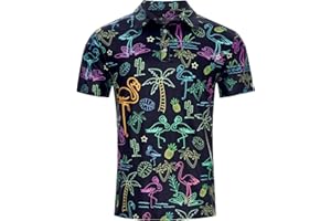 uideazone Mens Polo Shirts Short Sleeve Dry Fit 3D Print Moisture Wicking Funny Golf Shirt