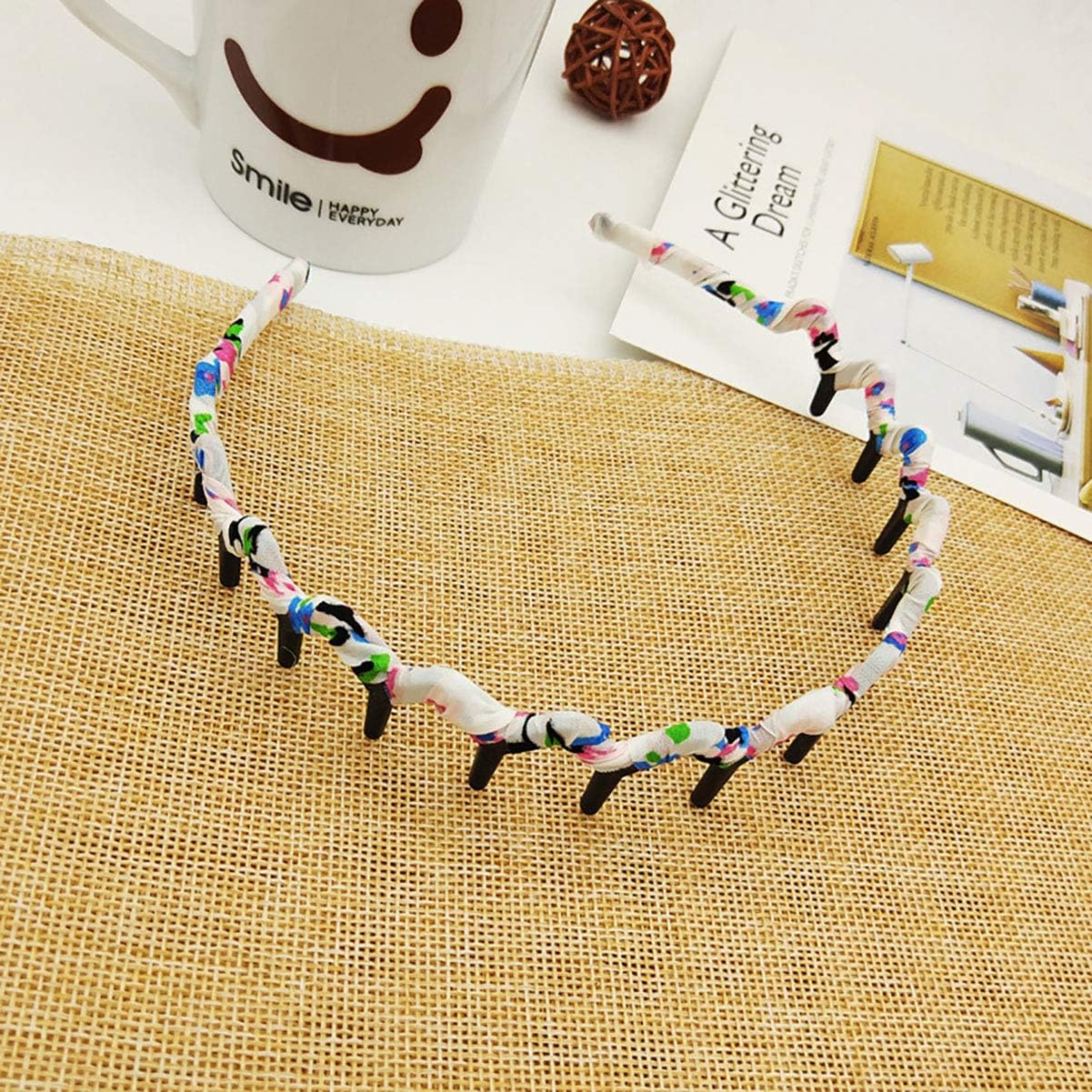 Fodattm 5PCS Bohemia Style Shark Tooth Wrapped Cloth Hairband Plastic Teeth Comb Hair Hoop Headband, Colourful, 5 count (Pack of 1) - Image 4