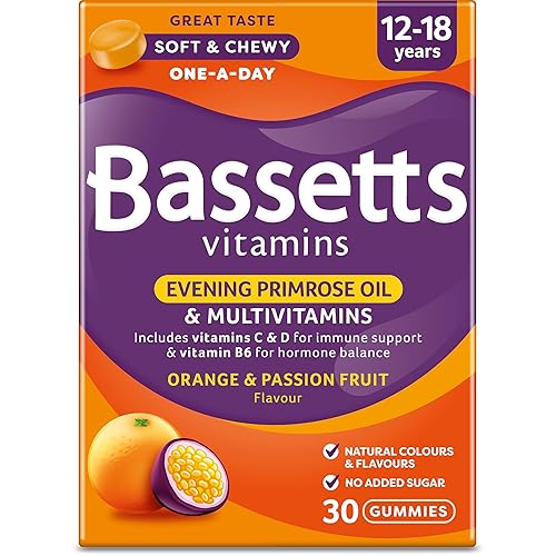 Bassetts Vitamins 12-18 Years Evening Primrose Oil Orange & Passion Fruit Flavour Multivitamins 30 Gummies