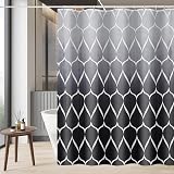 GERUIKE Extra Wide Weighted Shower Curtain 240 x 200 cm Grey Wave