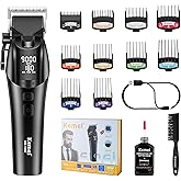 KEMEI 1858 Professional Hair Clippers for Men, Rechargeable Barber Clipper for Hair Cutting, Cordless Hair Trimmer with LED Display & 5-Speed Adjustable Settings, Gifts for Men