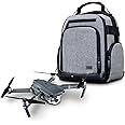 USA Gear Drone Backpack - Drone Case Compatible with DJI Mavic Pro, Spark Mini, Ryze Tello, Yuneec Breeze and More - Customizable Interior, Weather Resistant, Storage for Accessories - Grey