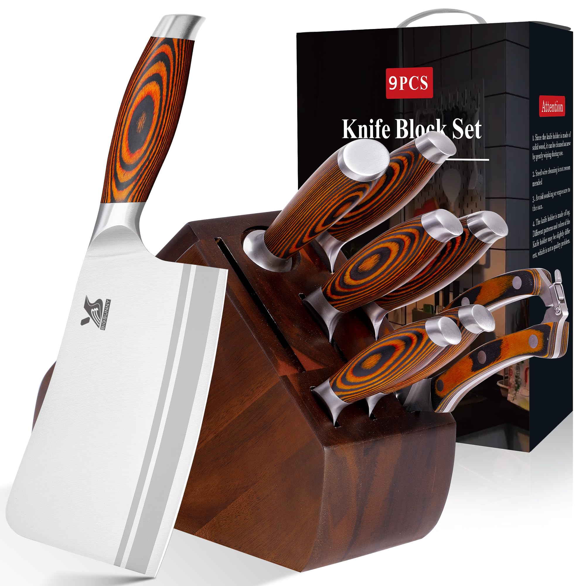 Photo 1 of **MSRP 79.05** MSY BIGSUNNY Knife Block Set, Precious Pakkawood Handle for Chef Knife Block **No Knifes Included**
