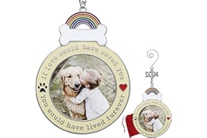BANBERRY DESIGNS Dog Memorial 2024 Keepsake Photo Ornament - If Love Could Have Saved You - Paw Prints and Heart Design - Loss of Pet Gifts - Gift/Storage Bag Included