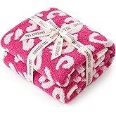 Snuggle Sac Hot Pink Leopard Throw Blanket for Couch - Ultra Soft Warm Plush Blanket, Reversible Cheetah Blanket for Sofa & Bed, Pink Leopard, 50x60 inches