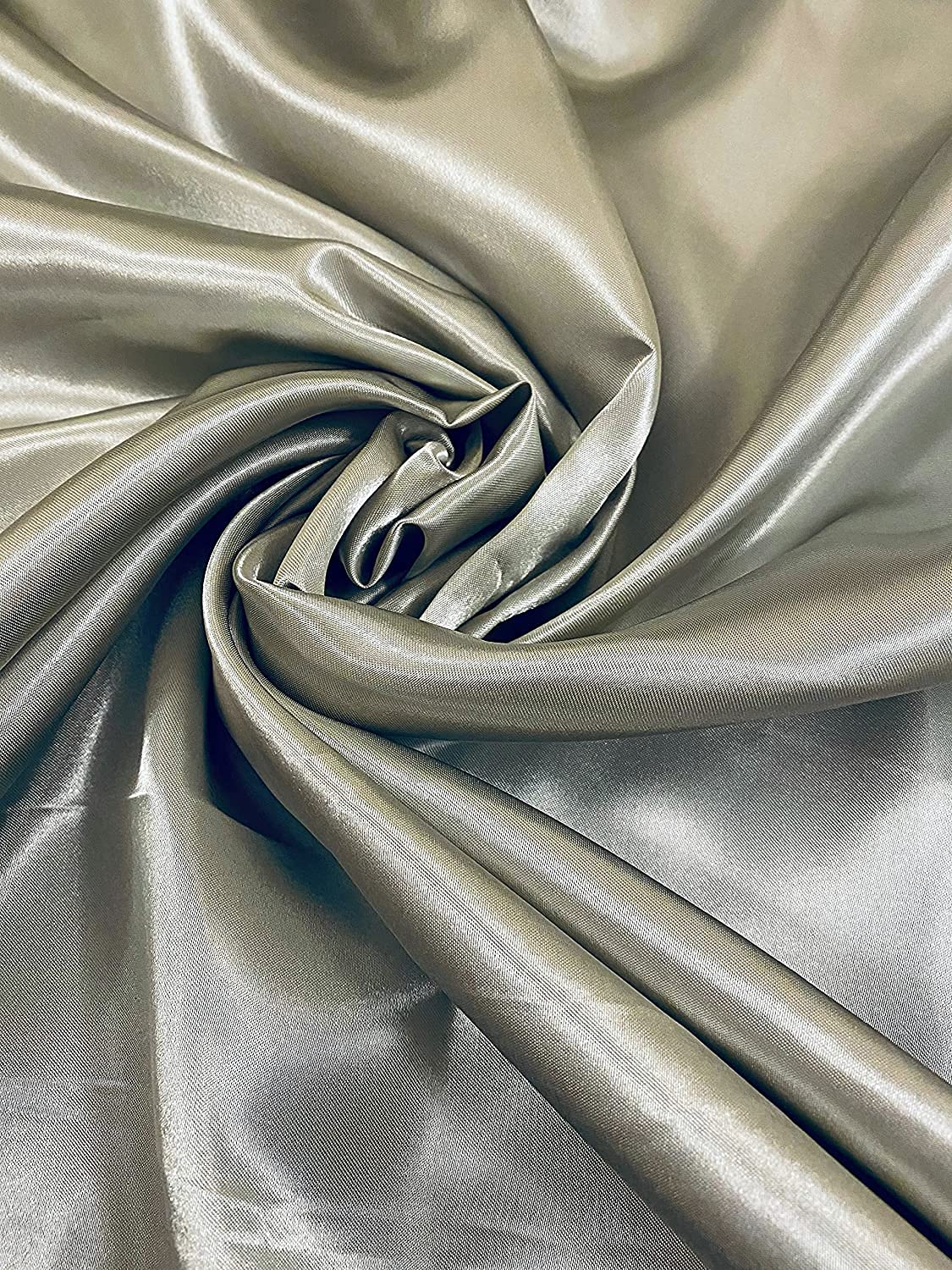 Fancy Textiles Silky Satin Plain Craft Dressmaking Fabric 60'' Wide (5 Meter, Grey)