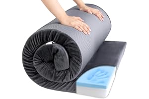 HOMBYS 3 INCH Thick Waterproof Memory Foam Camping Mattress for Outdoor Sleeping, Portable Roll Up Mattress Pad Mat for Travel Truck Bed Tent