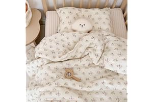 BuLuTu Muslin Nursery Blanket for Toddlers Girls Boys Baby Quilt Soft Cotton Toddler Blanket Crib Quilt for All Seasons, Lightweight Breathable, Washable, Azalea Pattern, 47x59 Inches