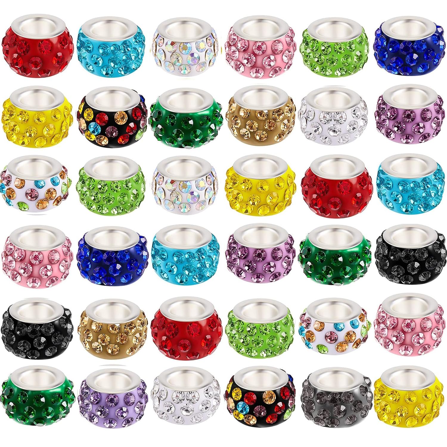 Photo 1 of Rhinestone Beads for Pens Making,120pcs 12mm Bulk Beadable Spacer Beads for Pens,Fancy European Glitter Diamond Crystal Beads for Bracelet Jewelry Making