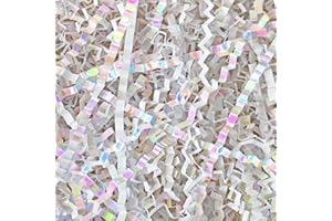 Corlcol 200g(7oz) crinkle paper filler grass Cushion Paper Streamer for Gift Box and Basket On Christmas Wedding Birthday Bridesmaid(Diamond White)