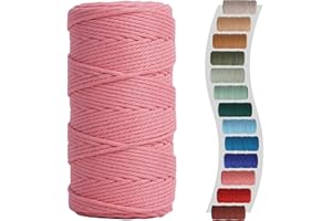 NOANTA Macrame Cord 3mm 220yards (200 Meters) Dark Pink Macrame Supplies Macrame Yarn, Colored Cotton Rope, Colored Cord for DIY