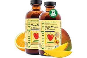 CHILDLIFE ESSENTIALS Kids Multivitamin & Mineral - Kids Vitamins, Liquid Multivitamin for Kids, Toddler Multivitamins, Liquid Vitamins, Baby Multivitamin - Natural Orange & Mango, 8 Fl Oz (Pack of 2)