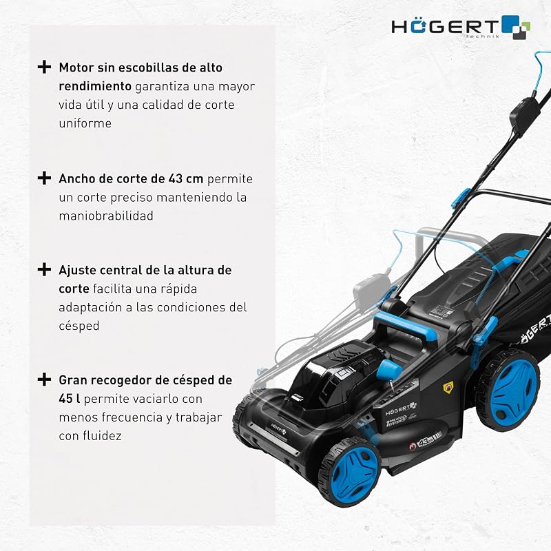- Set cortacésped con batería 43 cm 2x18V con Taladro Atornillador 50 NM, 2X baterías de 4,0 Ah y Cargador Duo, cortacésped eléctrico sin escobillas Set Completo para jardín y Taller