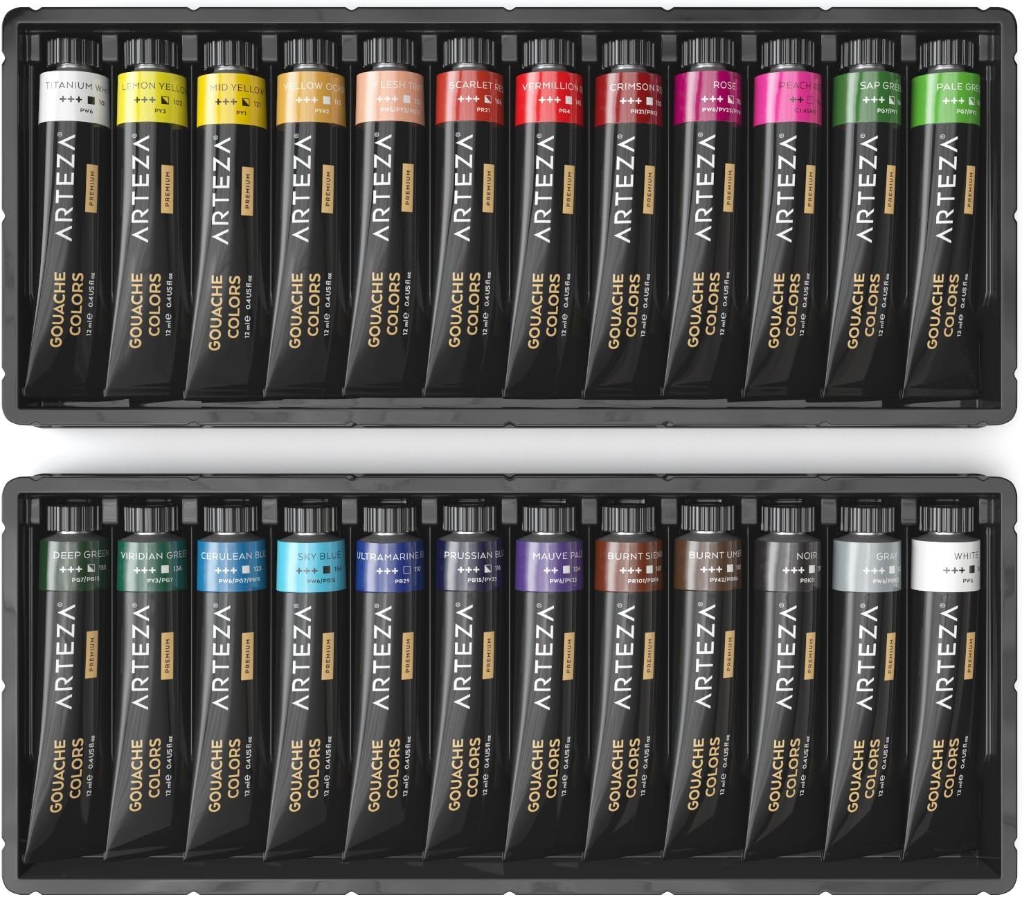 ARTEZA Gouache Paint, Set of 24 Colors/Tubes (24x12ml/0.4oz) with Storage Box, Rich Pigments, Vibrant, Non Toxic Paints for The Professional Artist, Hobby Painters & Kids, Ideal for Canvas Painting : Office Products