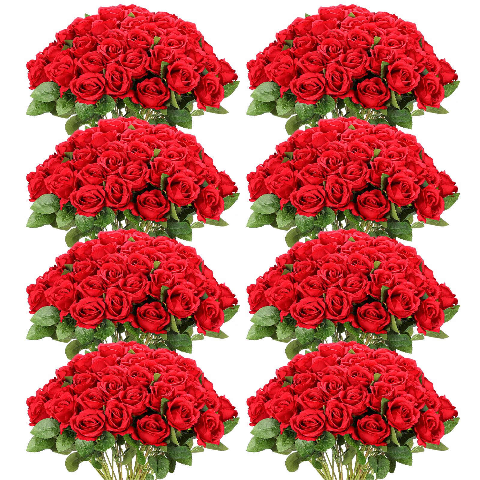 Photo 1 of Hotop 120 Pcs Roses Artificial Flowers in Bulk,Long Stem Artificial Flower Bouquet,Silk Real Touch Fake Rose for Wedding Party Table Centerpieces Decor Valentines Gifts(Red)