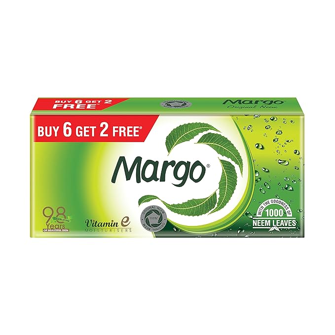 Margo Original Neem Soap 125gm Pack of 8 (Buy 6 Get 2 Free) Amazon