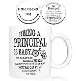 Principal Gifts Funny, Being Principal is Easy Mug 11oz Ceramic, A Truly Great Principal is Hard to Find Pocket Hug Token, End of Year Principal Gift, Appreciation Gift for Principal Day Christmas