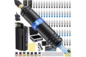 Romlon Tattoo Kit Complete Tattoo Pen Kit Rotary Tattoo Machine Pen Gun with Tattoo Power Supply 40Pcs Cartridge Needles Tattoo Practice Skin Ink Tattoo Accessories for Tattoo Beginers and Artists