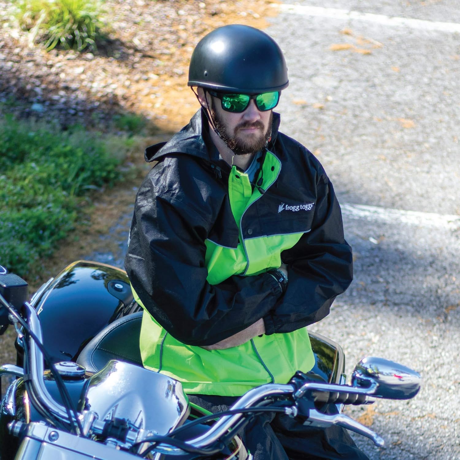FROGG TOGGS Men's Road Toad Frogg Eyzz Reflective Waterproof Rain Jacket: Clothing