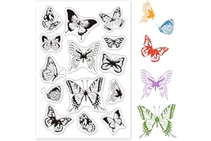 GLOBLELAND Beautiful Butterfly Clear Stamps Silicone Stamp Cards for Card Making Decoration and DIY Scrapbooking