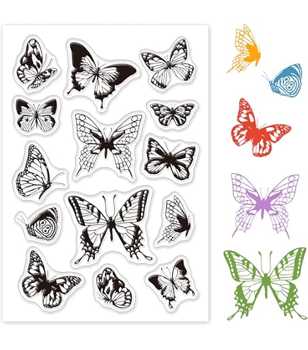 INFUNLY 3PCS Butterfly Stamp And Die Set – Dragonfly, Bee, Flower Silicone Stamps & Cutting Dies For Card Making
