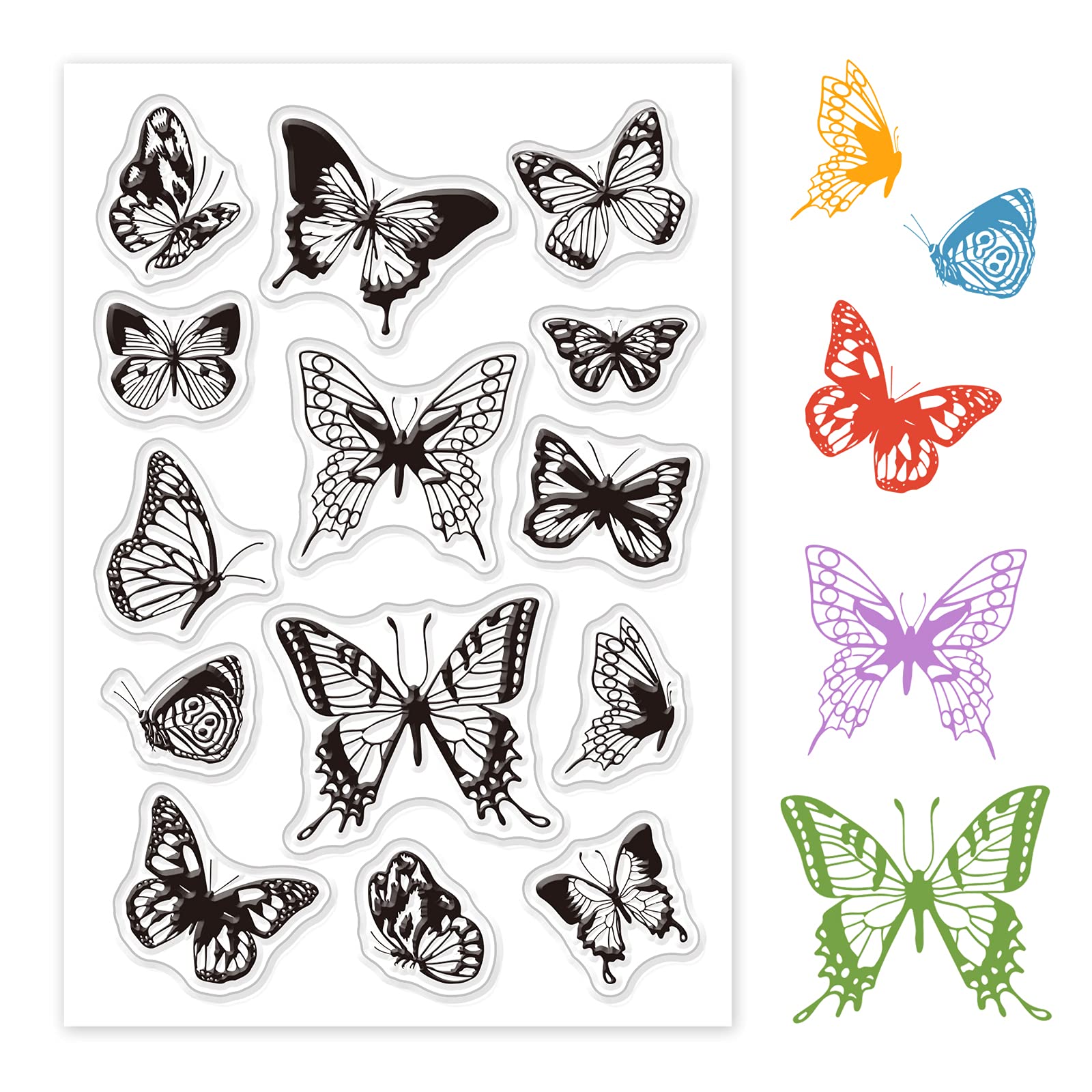 GLOBLELAND Beautiful Butterfly Clear Stamps Silicone Stamp Cards for Card Making Decoration and DIY Scrapbooking