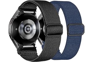 GLEENICE 2 Pack Compatible with Samsung Galaxy Watch 3 45mm / Gear S3 Frontier/Galaxy Watch 46mm, 22mm Soft Elastic Nylon Adjustable Wristband for Men Women