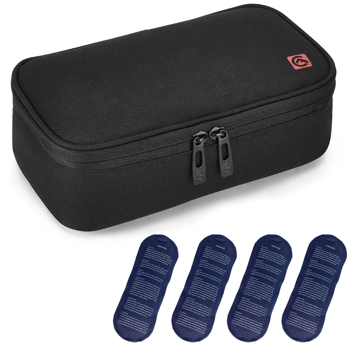 ALLCAMP Insulin Cooler Travel Case, Portable Insulin Cooler for Diabetics, with 4 Cool Bag Small, Insulated Lining and Pen Compartment (Black)
