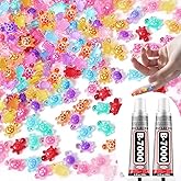 500Pcs Mini Resin Animals Set – Tiny Turtle Glow in the Dark Figurines with 2 B7000 Glue for Crafts DIY Projects Party Favors Fairy Garden Decor Activities Gifts - Plastic Turtles for Crafters