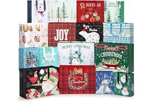 STYPOP 16 Pack Christmas Gift Bags Assorted Sizes, Reusable Christmas Tote Bags with Handles, Non-Woven Holiday Gift Bags for Christmas Gift Wrap/Party Favor Supplies (4 Extra Large 6 Large 6 Medium)