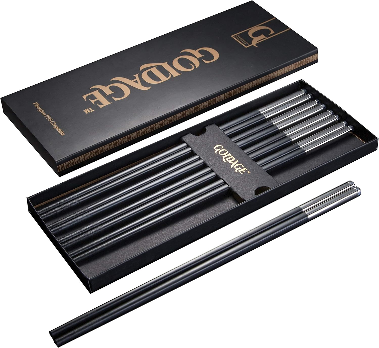 Goldage 5Pairs Fiberglass DishwasherSafe Chopsticks (Long Version