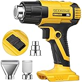 SEEKONE Cordless Heat Gun with 2 Temp Settings 550℃ and 300℃, Compatible with Dewalt 20V Battery, Fast Heating Hot Air Gun wi