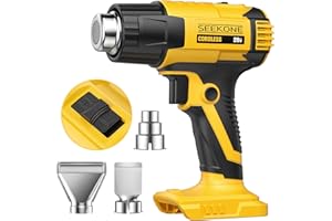 SEEKONE Cordless Heat Gun with 2 Temp Settings 550℃ and 300℃, Compatible with Dewalt 20V Battery, Fast Heating Hot Air Gun wi