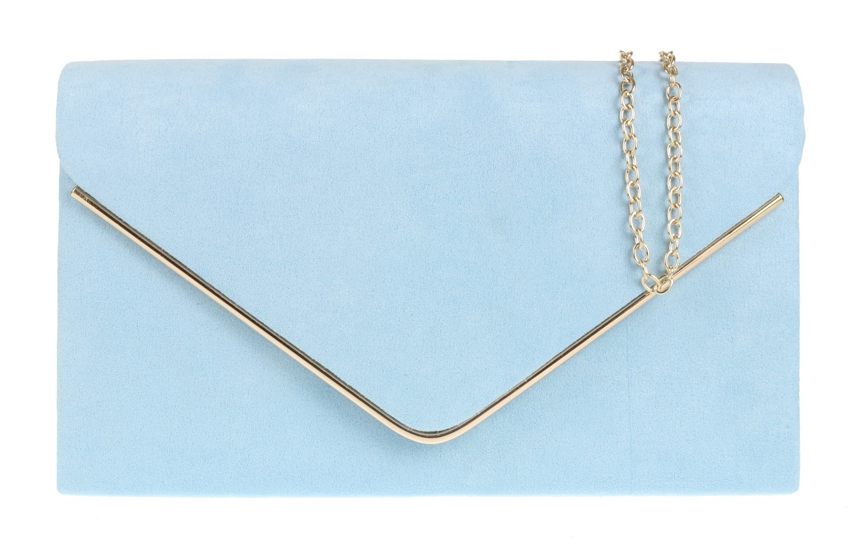 Girly Handbags Womens Faux Suede Clutch Bag Envelope Metallic Frame Handbag Serenity