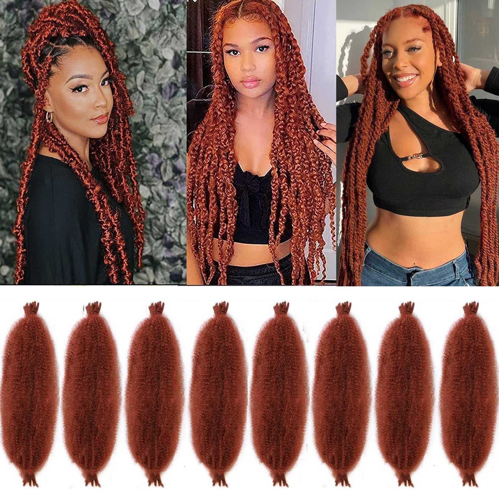 Xtrend 30 Inch Pre-Separated Springy Afro Twist Hair 8 Packs Spring Twist Hair For Distressed Soft Locs Copper Red Synthetic Hair Extension For Women (8 Strands/Pack,350#) — image 1