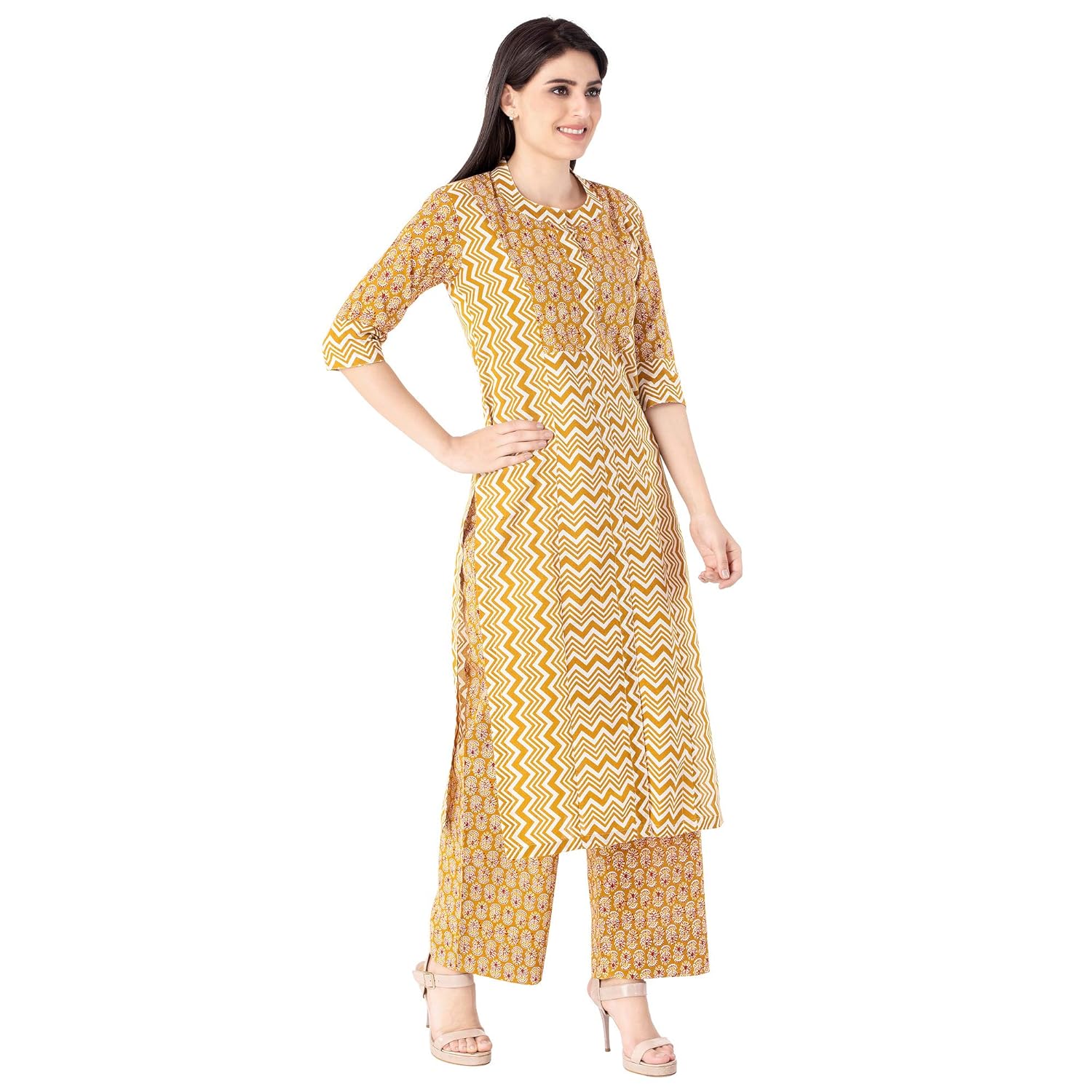 khushal k women's cotton kurta with palazzo set