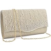 TINDTOP Clutch Purses for Women, Formal Evening Bags Suede Shoulder Envelope Party Handbags Wedding Cocktail Prom Clutches