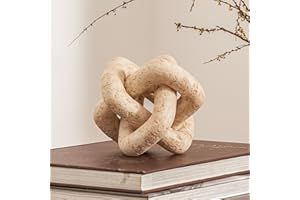 DN DECONATION 3 Link Knot Decor, Beige Travertine Coffee Table Decoration, Boho Chain Link Decor, Modern Shelf Entryway Objec