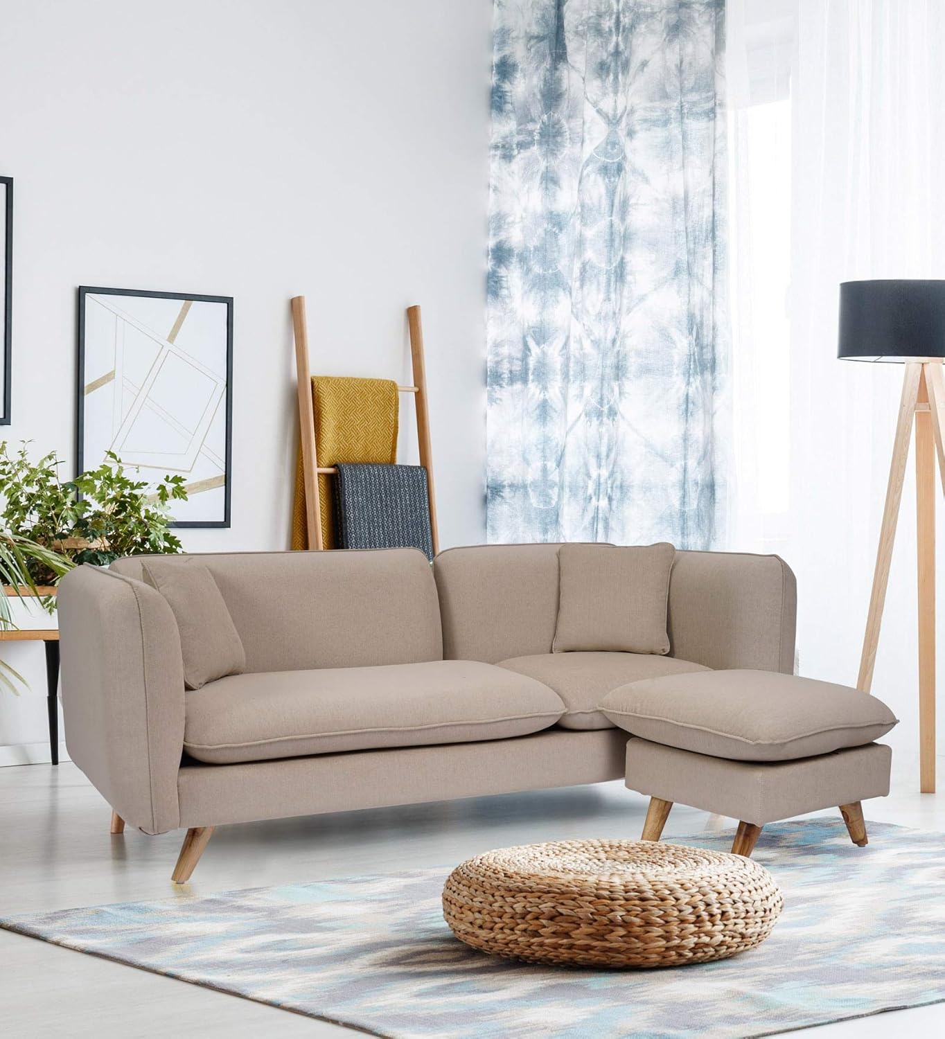 CasaCraft by Pepperfry Romina 3 Seater Sofa in Beige Colour Amazon