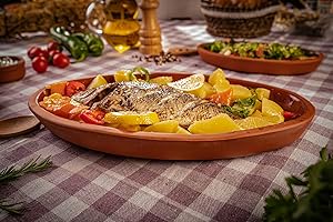 LUKSYOL Handmade Terracotta Oven Tray - Authentic Mexican Pottery for Tajine, Moroccan, Indian Cooking | Oven-Safe Clay Pan for Baking and Slow-Cooking | Lead-Free and Versatile Clay Cookware