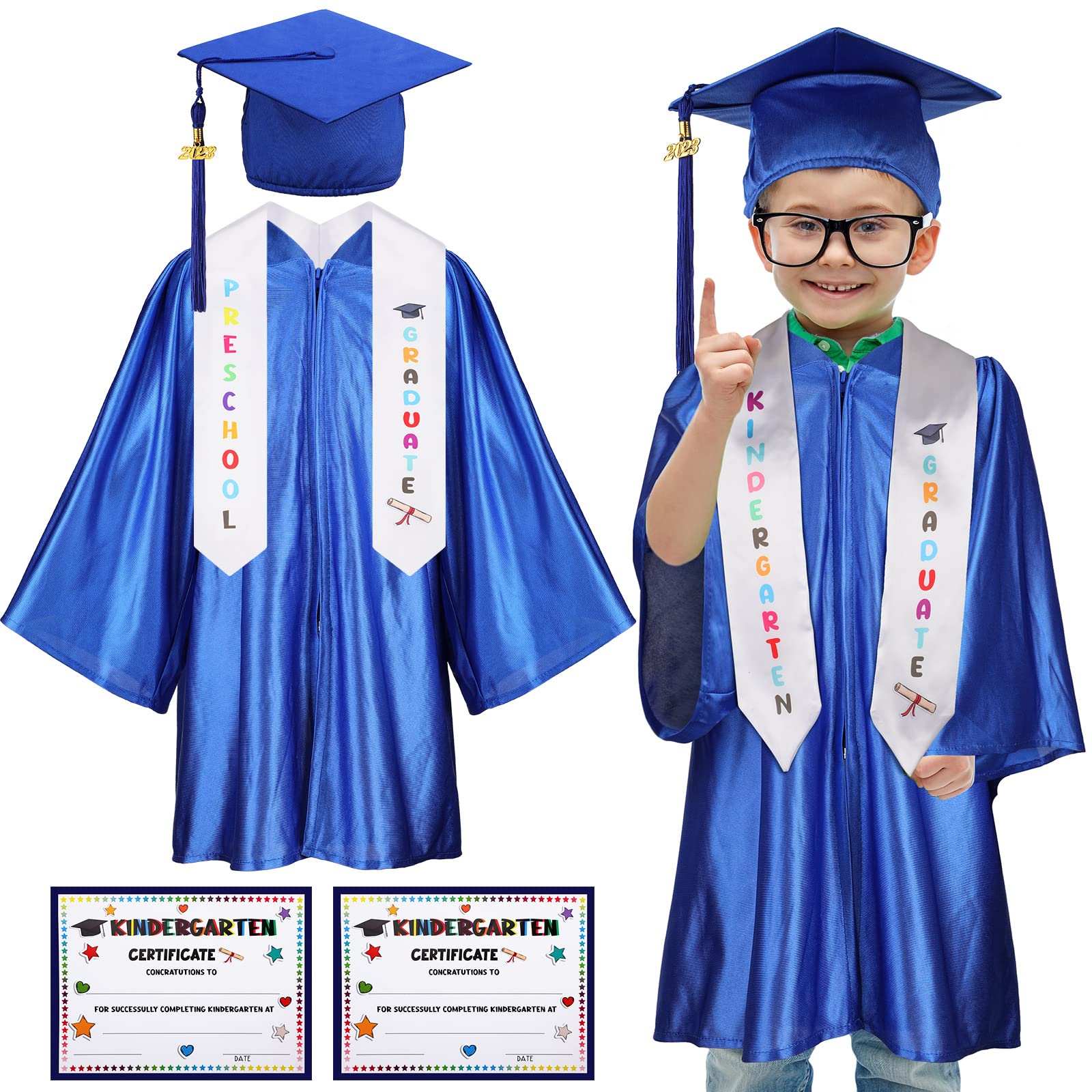 Newcotte 6 Pcs Kids 2025 Preschool and Kindergarten Graduation Cap Gown ...