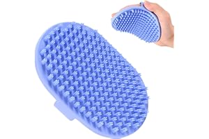 Dog Grooming Bath Brush, Pet Rubber Brush For Shower Scrubbing & Soothing Massage, Ideal for Long & Short Haired Dogs and Cats, Essential Puppy Grooming Accessories, Short Pins [We Love Doodles]