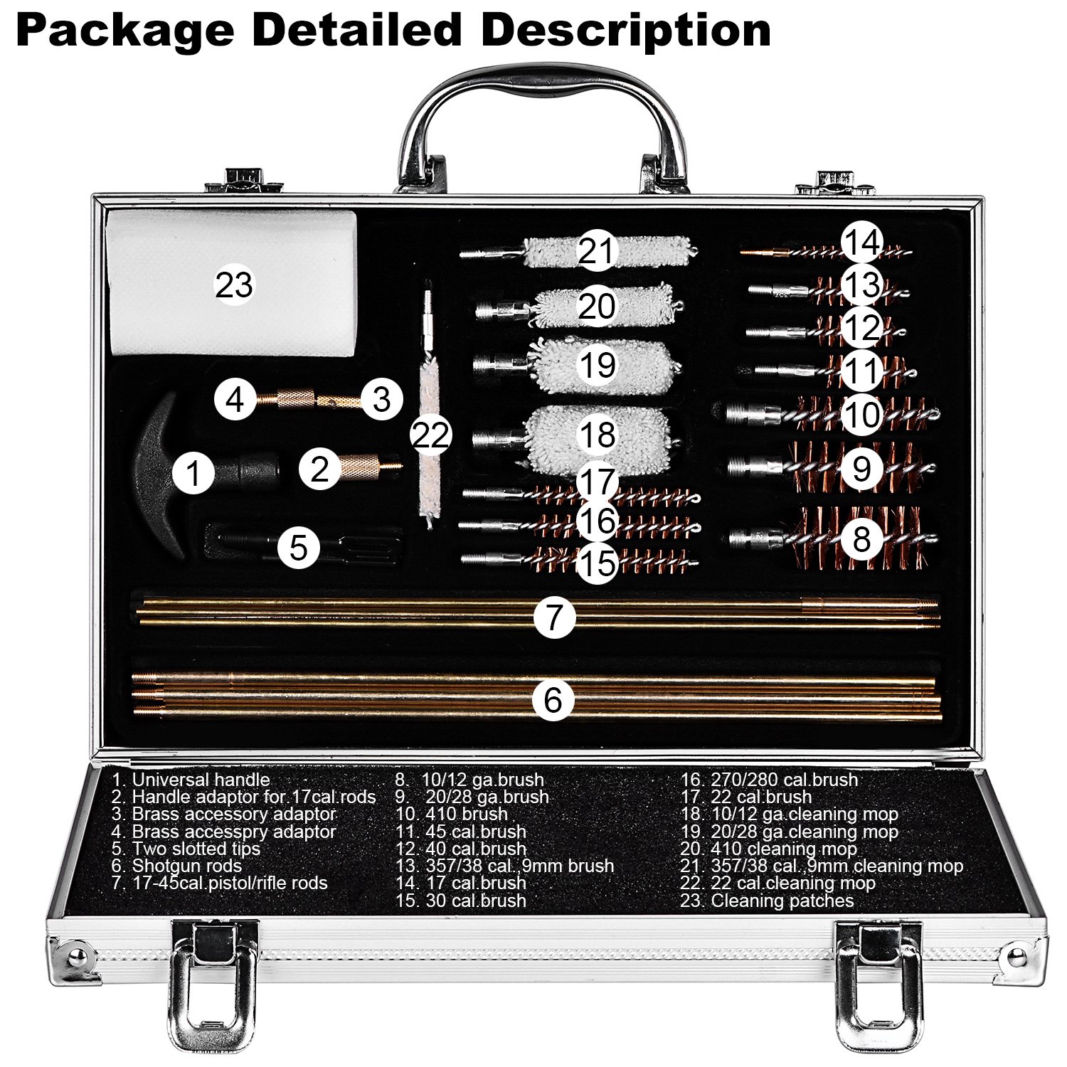 CVLIFE 28pcs Universal Gun Rifle and Shot Gun Cleaning Kit with Aluminum Carrying Case