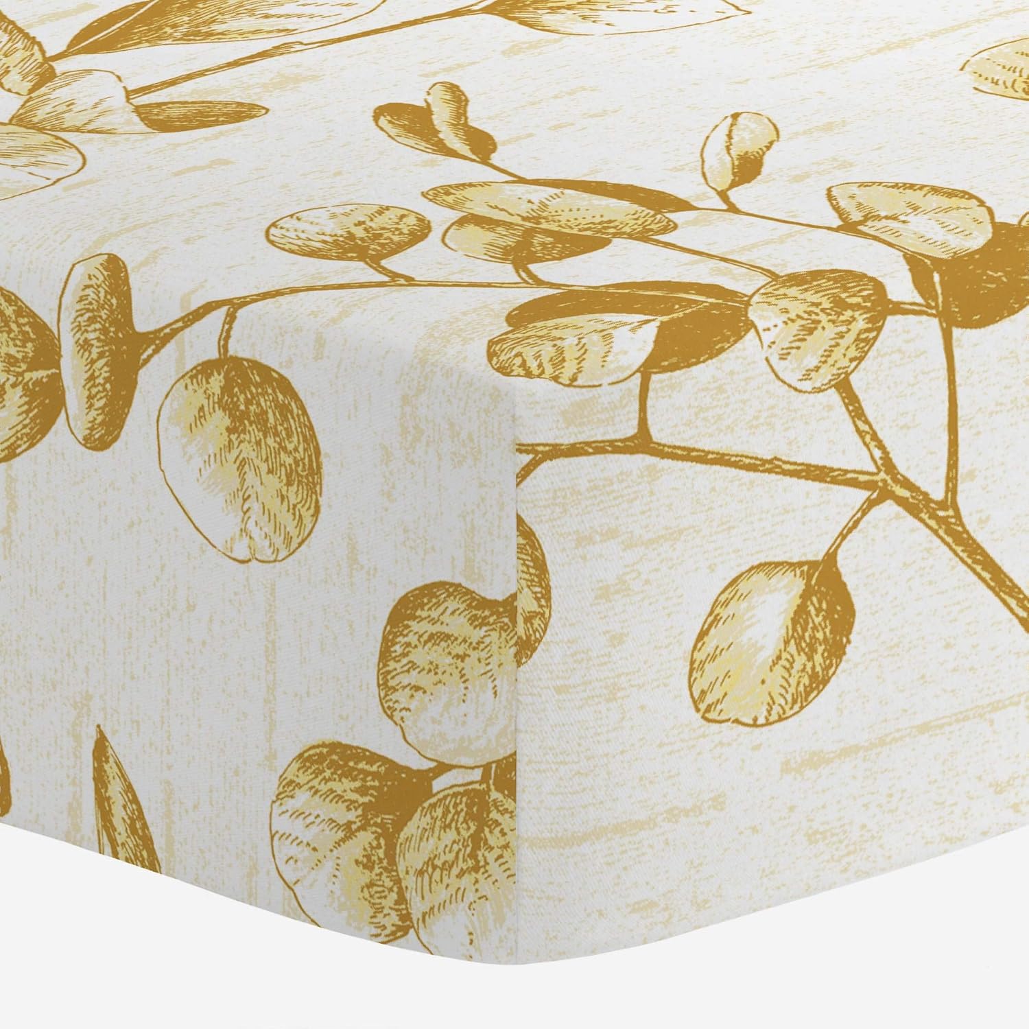 mustard yellow crib sheet