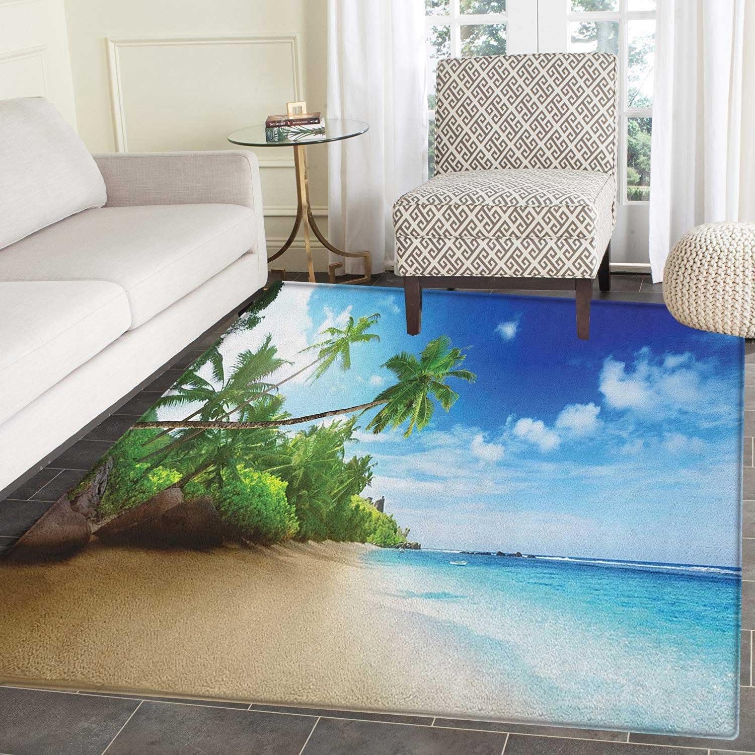 Ocean Print Area rug Beach Sunset Tranquil Tropical Sea