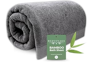 BedVoyage Luxury Bath Sheet Towels, Extra Large Bathroom Towel, 37x70 Viscose Derived from Bamboo & Cotton, Super Absorbent & Fast Drying Plush Bath Sheets - Charcoal