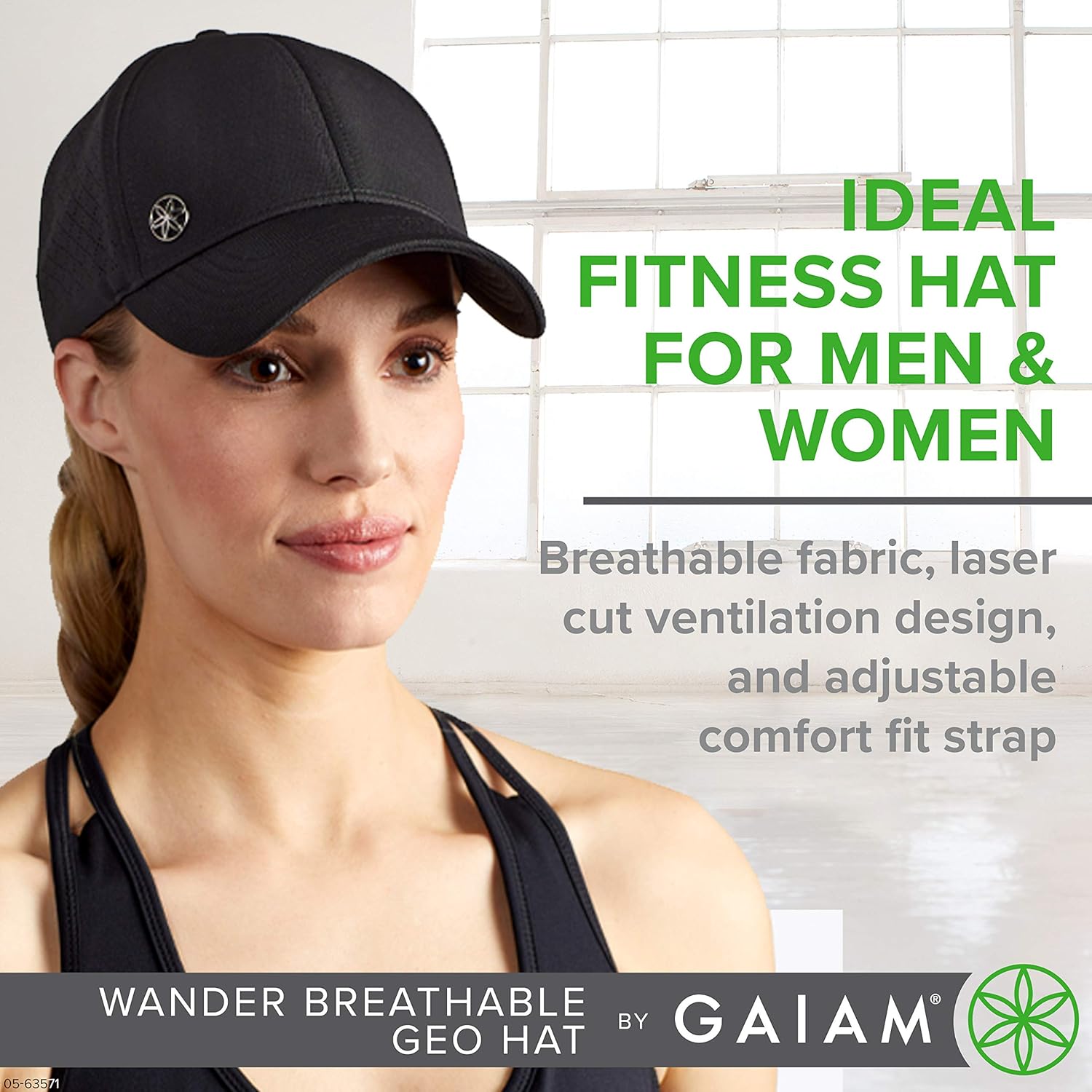 Gaiam Women's Wander Geo Hat - Breathable Ball Cap, Pre-Shaped Bill, Adjustable Size (Running, Outdoors, Baseball, Sun, Hiking, Yoga, Golf, Tennis, Sports & Fitness) - Black: Clothing