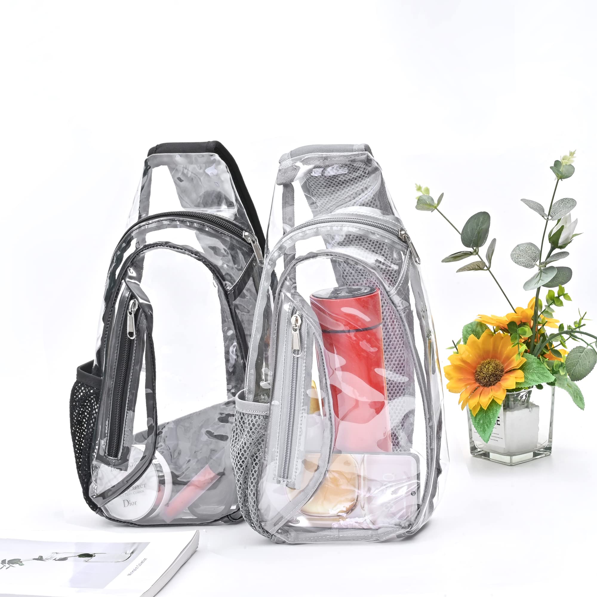 gdbis Clear Sling Bag, Stadium Approved PVC Crossbody Backpack, Clear Casual Chest Daypack for Hiking, Stadium or Concerts