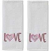 SKL Home by Saturday Knight Ltd. Valentine's Day Love Hand Towel Set, White 2 Pack